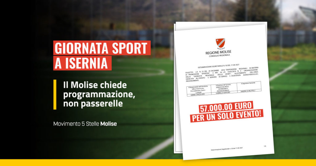 Giornata dello sport a Isernia, 57 mila euro per un solo evento!